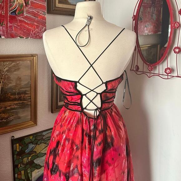 forever 21 red black floral lace up maxi dress forever 21 red black floral lace up maxi dress